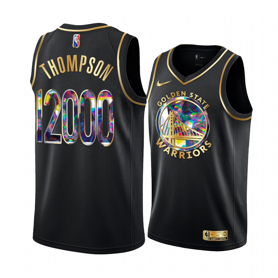 Klay Thompson Golden State Warriors Black #11 Career Milestone 12000 Points Jersey 75th Diamond Edition