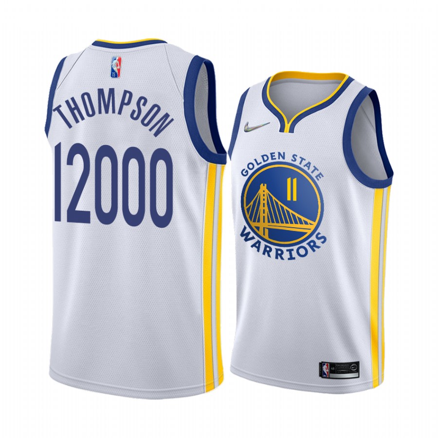 Klay Thompson Golden State Warriors White #11 Career 12000 Points Jersey Return 2022 Commemorative
