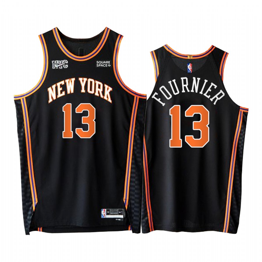 Knicks #13 Evan Fournier Black Jersey NBA 75th City Edition 2021-22