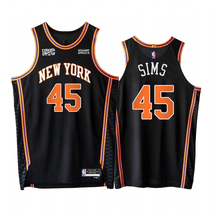 Knicks #45 Jericho Sims Black Jersey NBA 75th City Edition 2021-22