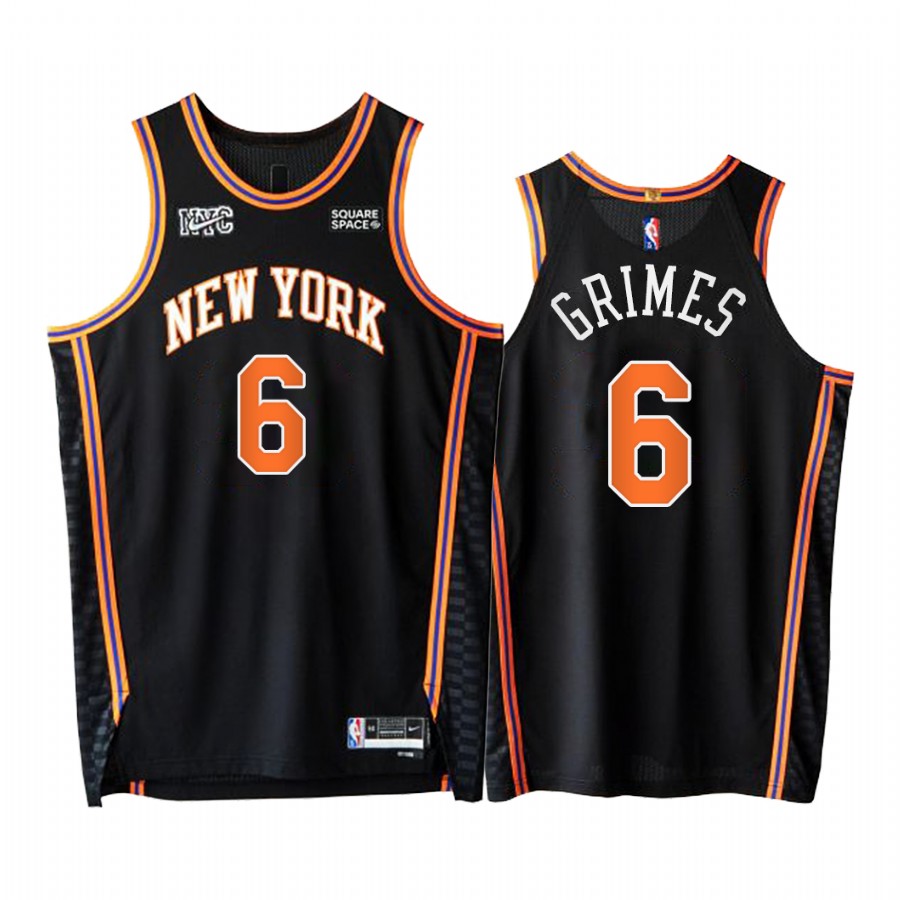 Knicks #6 Quentin Grimes Black Jersey NBA 75th City Edition 2021-22