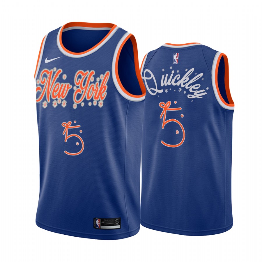 Knicks Immanuel Quickley 2020 Xmas Jersey Festive Special Edition Blue