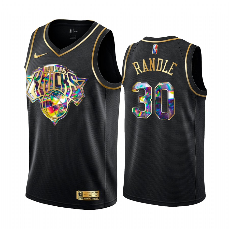 Knicks Julius Randle Diamond Logo Black 2021-22 Jersey NBA 75th Season