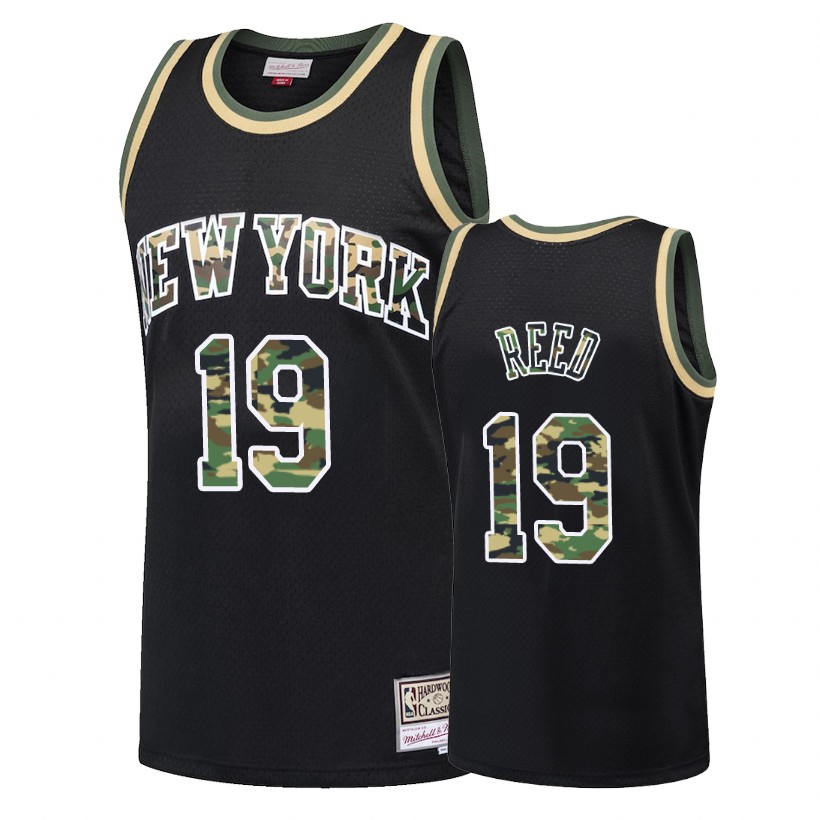 Knicks Male Willis Reed #19 Straight Fire Camo Black Jersey