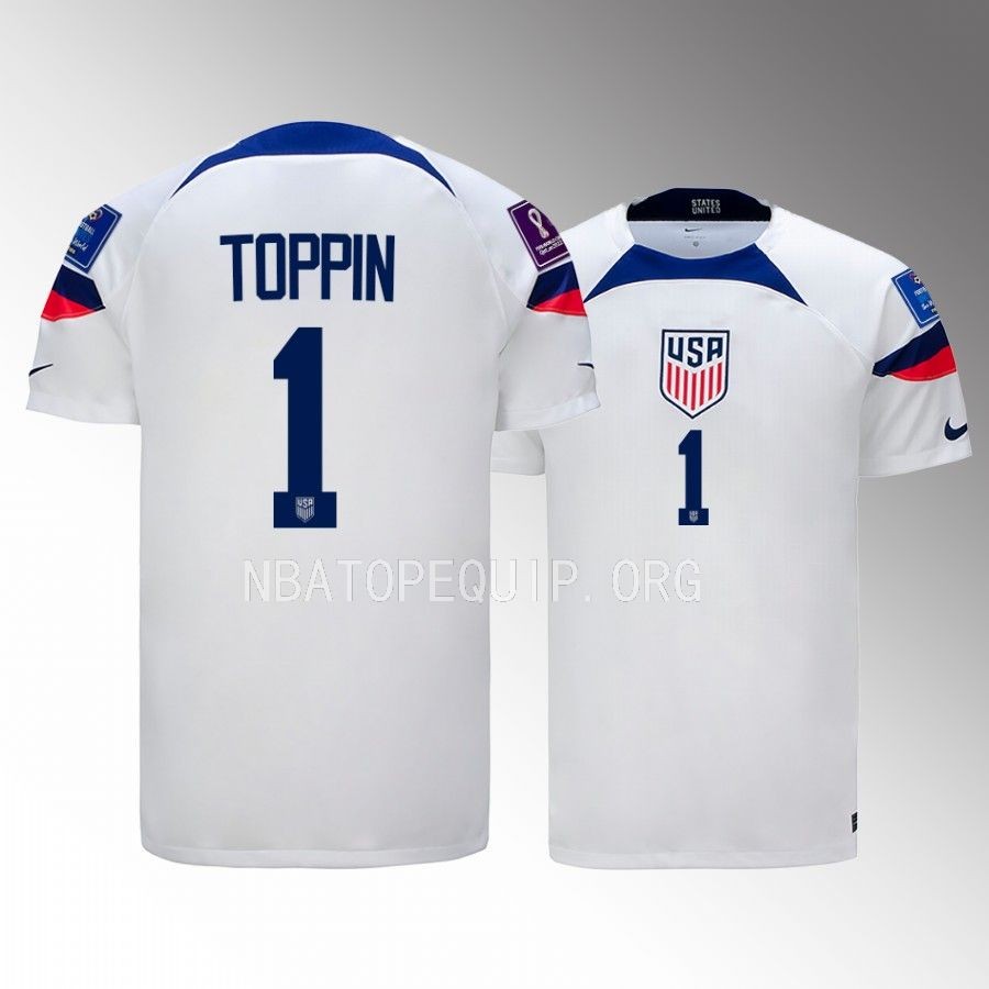 Knicks Obi Toppin USA Soccer White Jersey #1 FIFA World Cup Qatar 2022