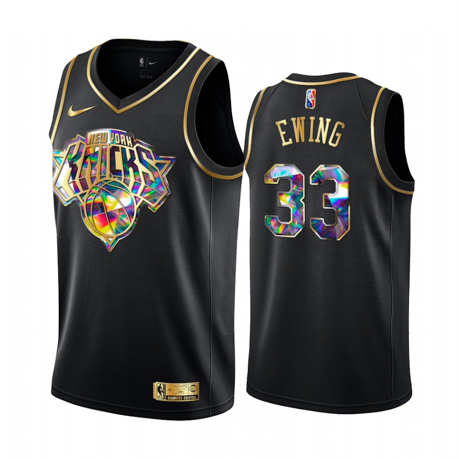 Knicks Patrick Ewing NBA 75th Anniversary Team Jersey Black Diamond Edition