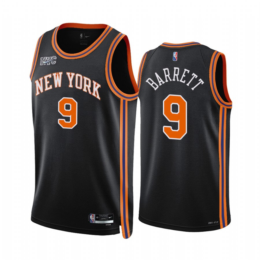 Knicks RJ Barrett City Edition Black 2021-22 Jersey 75th Anniversary