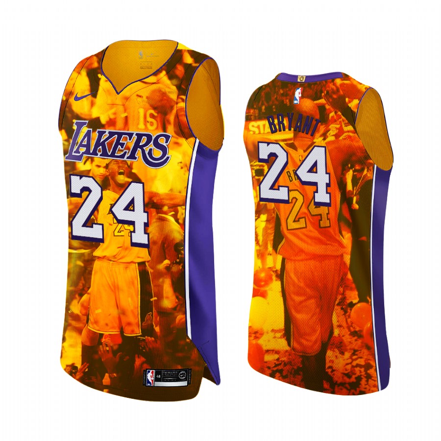 Kobe Bryant #24 Lakers Gold 60 Points Last Game at MSG Jersey 3D Printed