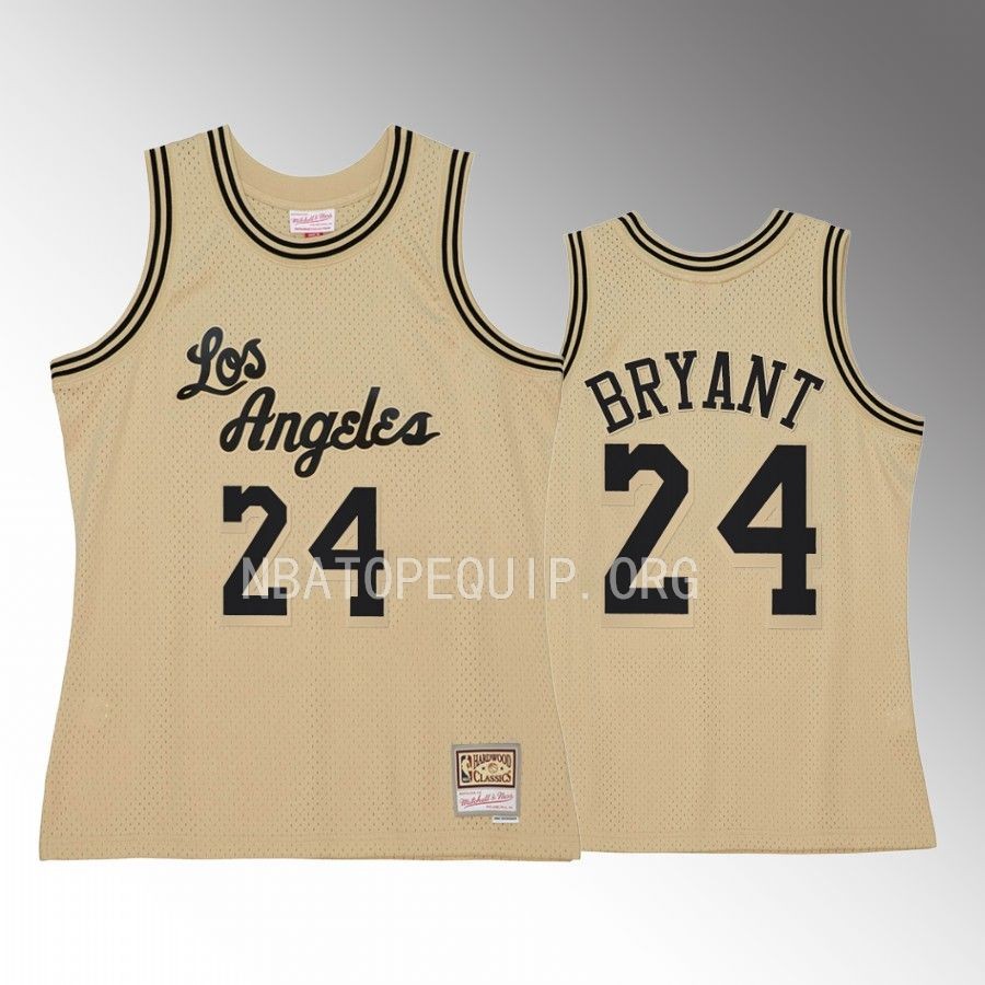Kobe Bryant #24 Los Angeles Lakers Hardwood Classics Khaki Black Swingman Jersey