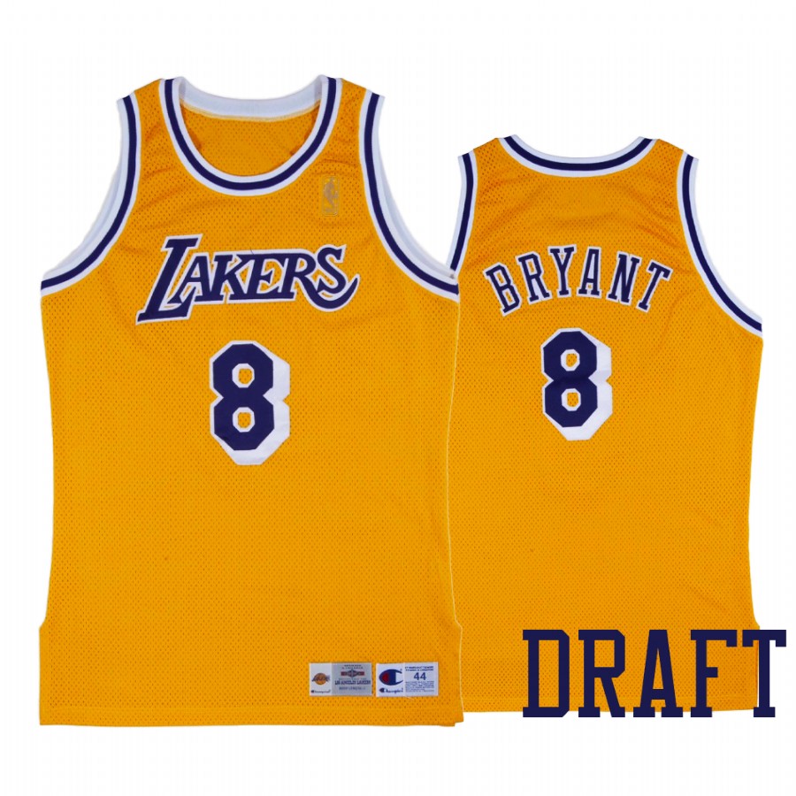 Kobe Bryant 1996 Draft Los Angeles Lakers #8 Gold Jersey Commemorative