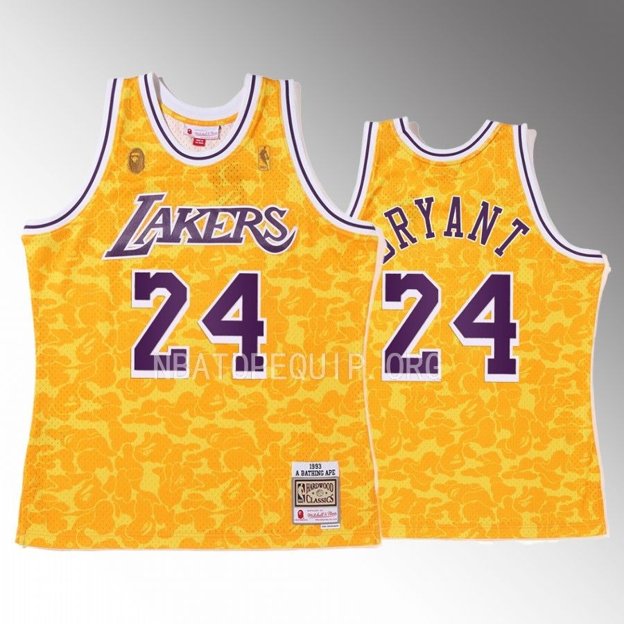 Kobe Bryant 2022 BAPE Los Angeles Lakers Jersey Camo Tanktop Gold Men's jersey