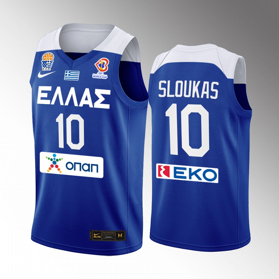 Kostas Sloukas Greece Team FIBA  World Cup 2022 Blue Jersey European Qualifiers #10