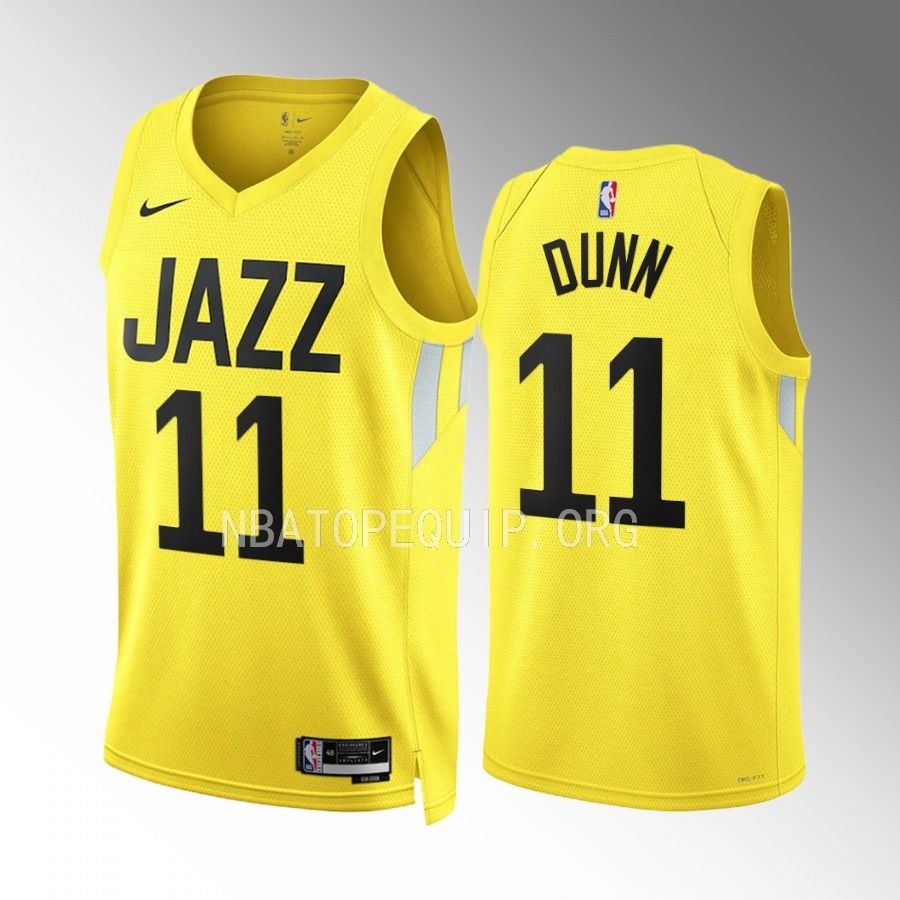 Kris Dunn 2022-23 Utah Jazz Yellow #11 Icon Edition Jersey Swingman