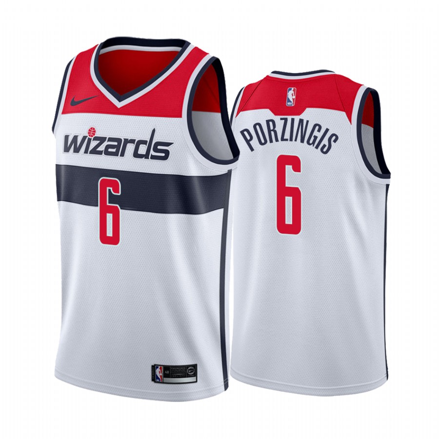 Kristaps Porzingis Washington Wizards White #6 Association Edition Jersey 2022 Trade