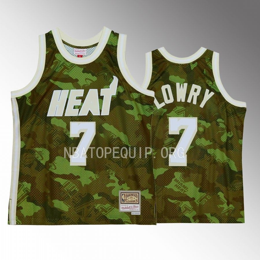 Kyle Lowry #7 Miami Heat Ghost Camo Green Hardwood Classics Jersey