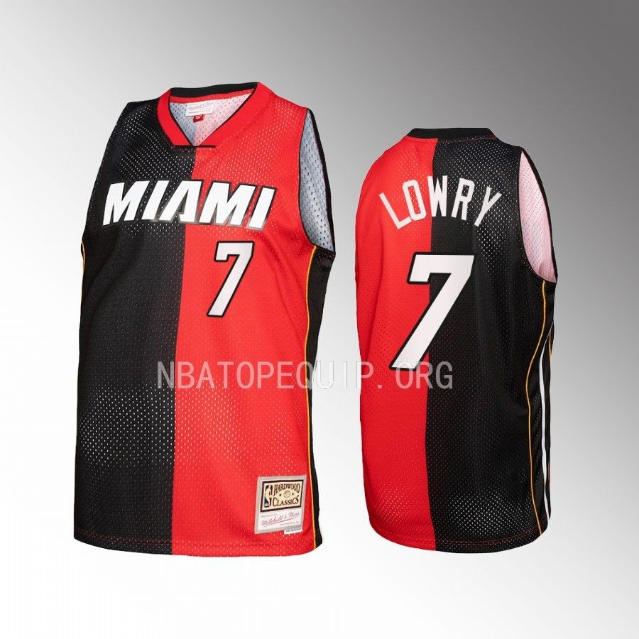 Kyle Lowry Miami Heat Black Red Hardwood Classics Split Swingman #7 Jersey