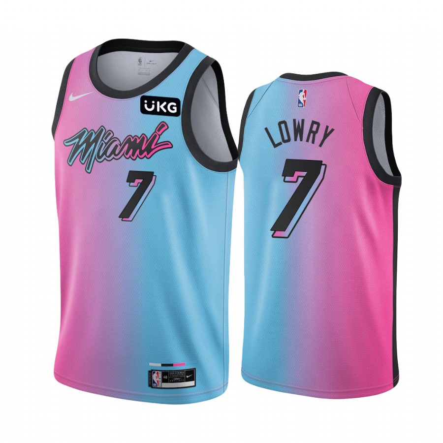 Kyle Lowry Miami Heat Blue Pink City Edition #7 Jersey 2021 Trade