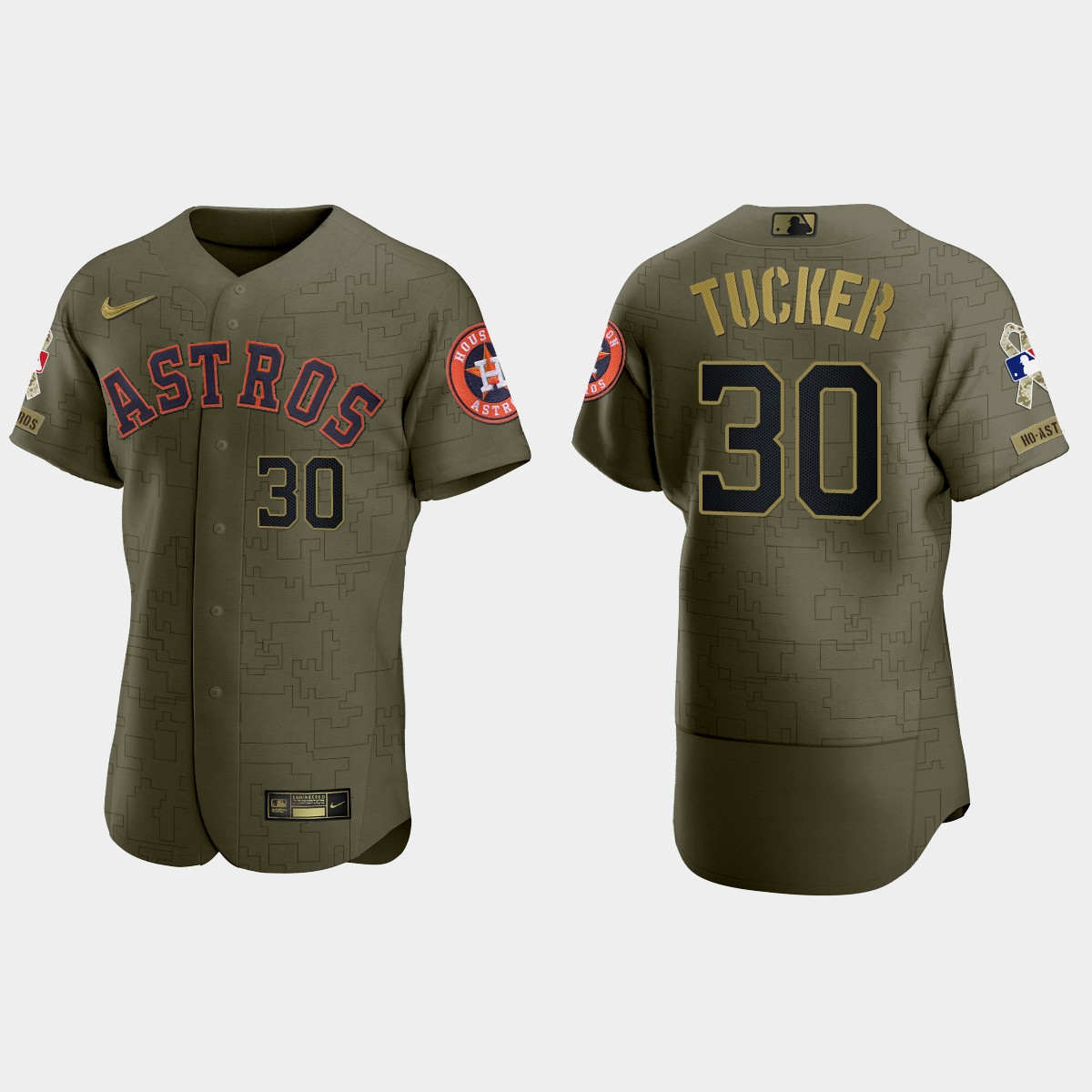 Kyle Tucker Houston Astros 2021 Salute to Service Digital Camo Jersey - Green