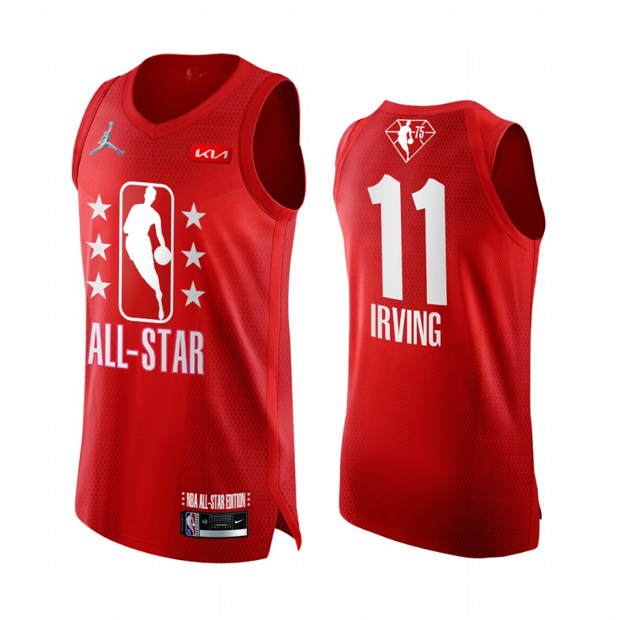Kyrie Irving 2022 All-Star Nets Jersey Grey Red NBA 75th Uniform