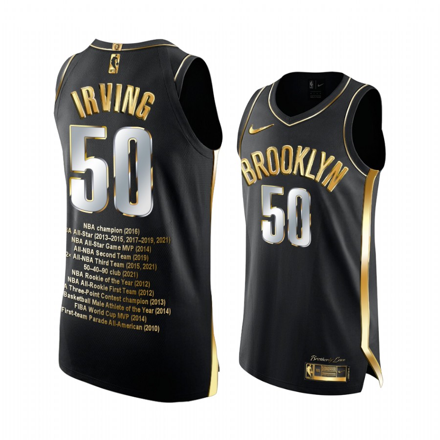 Kyrie Irving 50 Points Nets Black Jersey Golden Career Awards