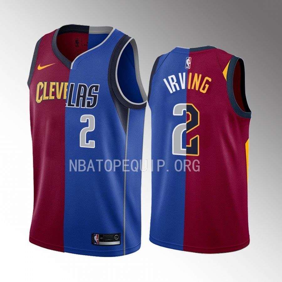 Kyrie Irving Cavaliers X Mavericks Jersey Split Red Blue #2 Special