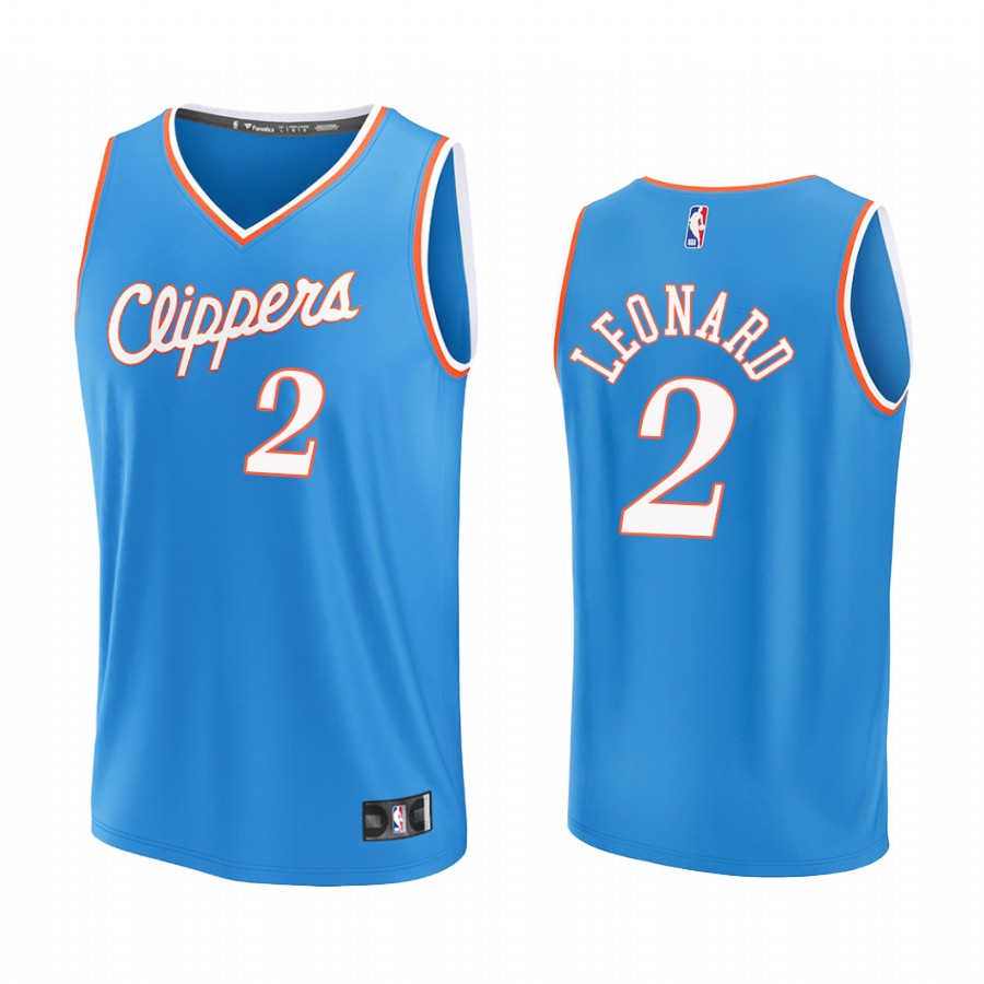 LA Clippers #2 Kawhi Leonard Jersey 2021-22 Fast Break  Blue City Edition
