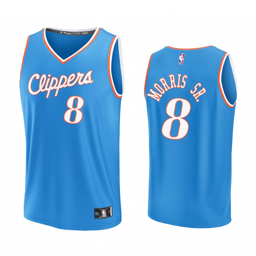 LA Clippers #8 Marcus Morris Sr. Jersey 2021-22 Fast Break  Blue City Edition