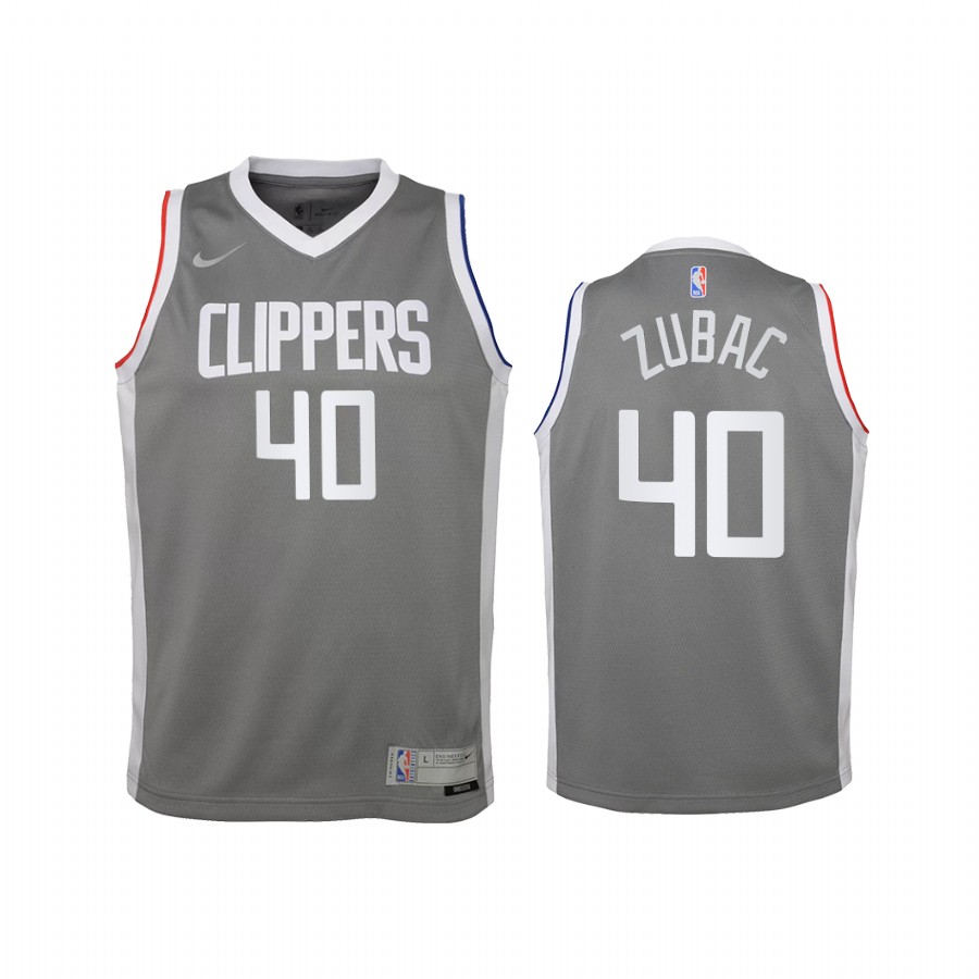 LA Clippers Ivica Zubac 2021 Earned Edition Gray Youth Jersey Swingman #40