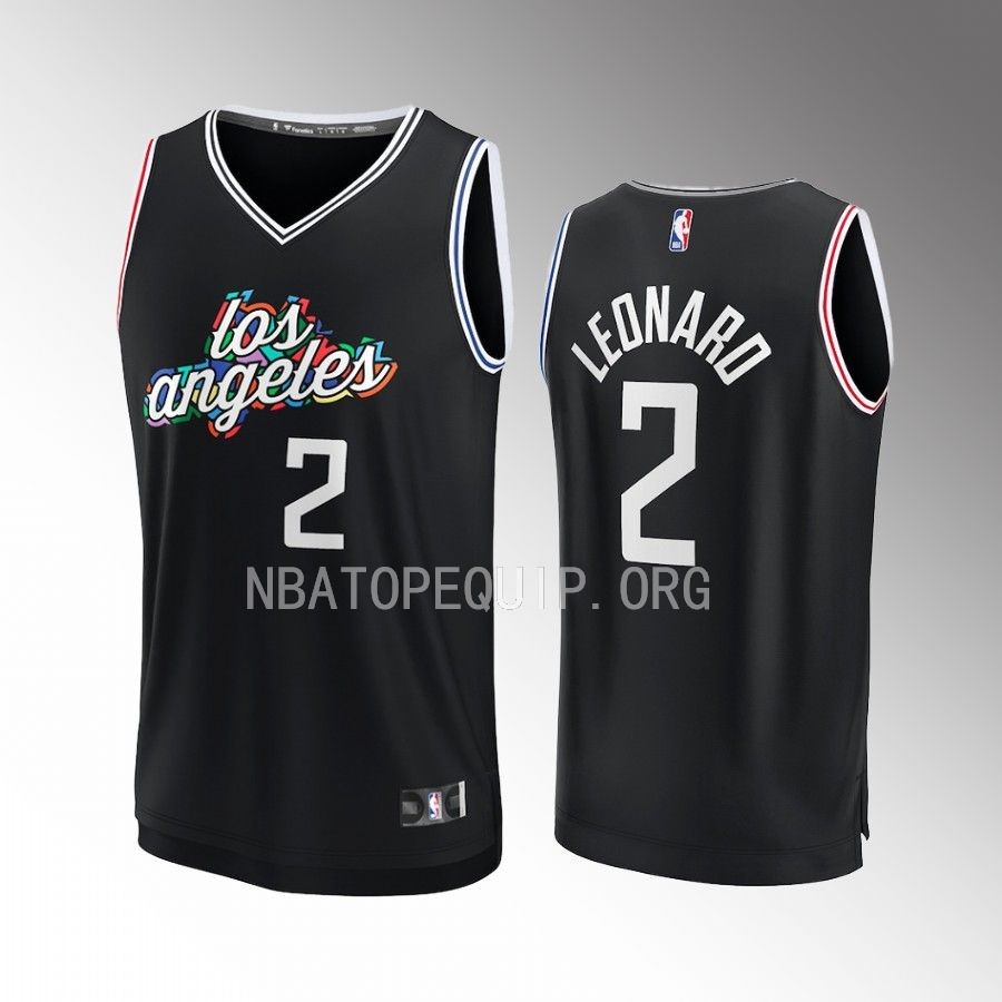 LA Clippers Kawhi Leonard Fastbreak Black Youth Jersey City Edition #2