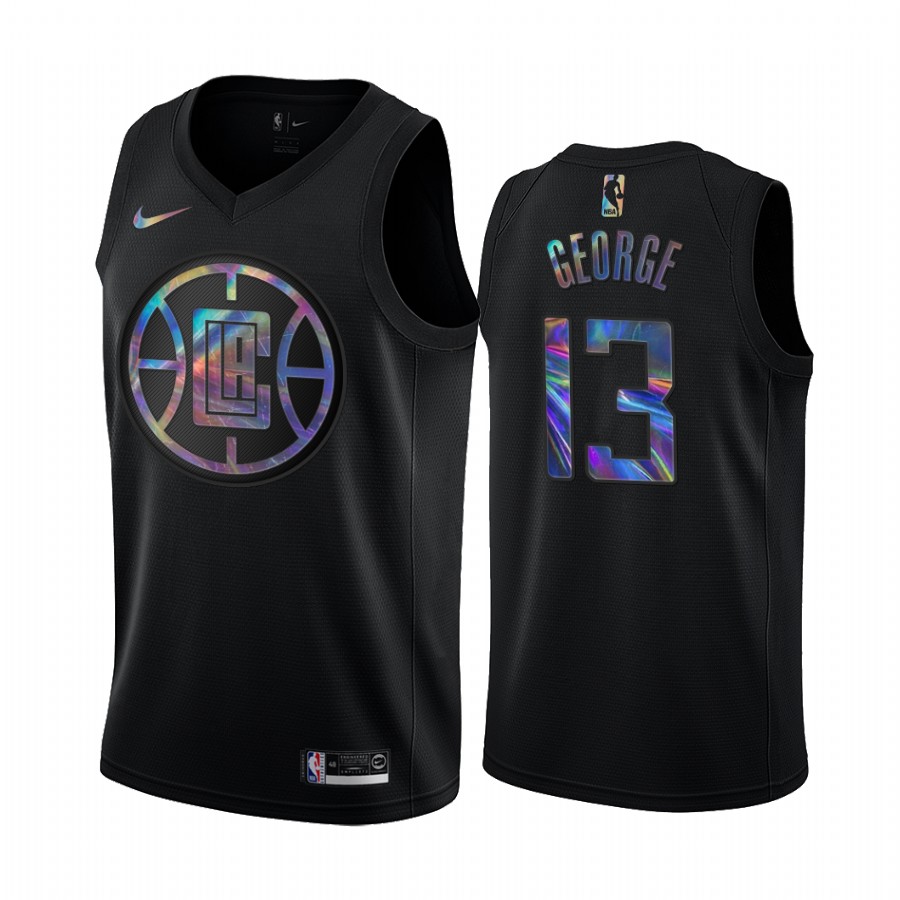 LA Clippers Paul George #13 Jersey Iridescent Holographic Black Limited Edition