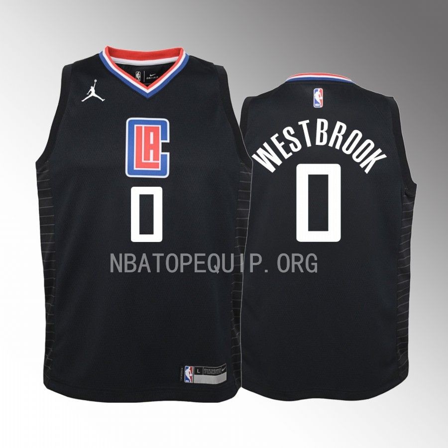 LA Clippers Russell Westbrook Statement Edition Youth Black Jersey #0 Swingman