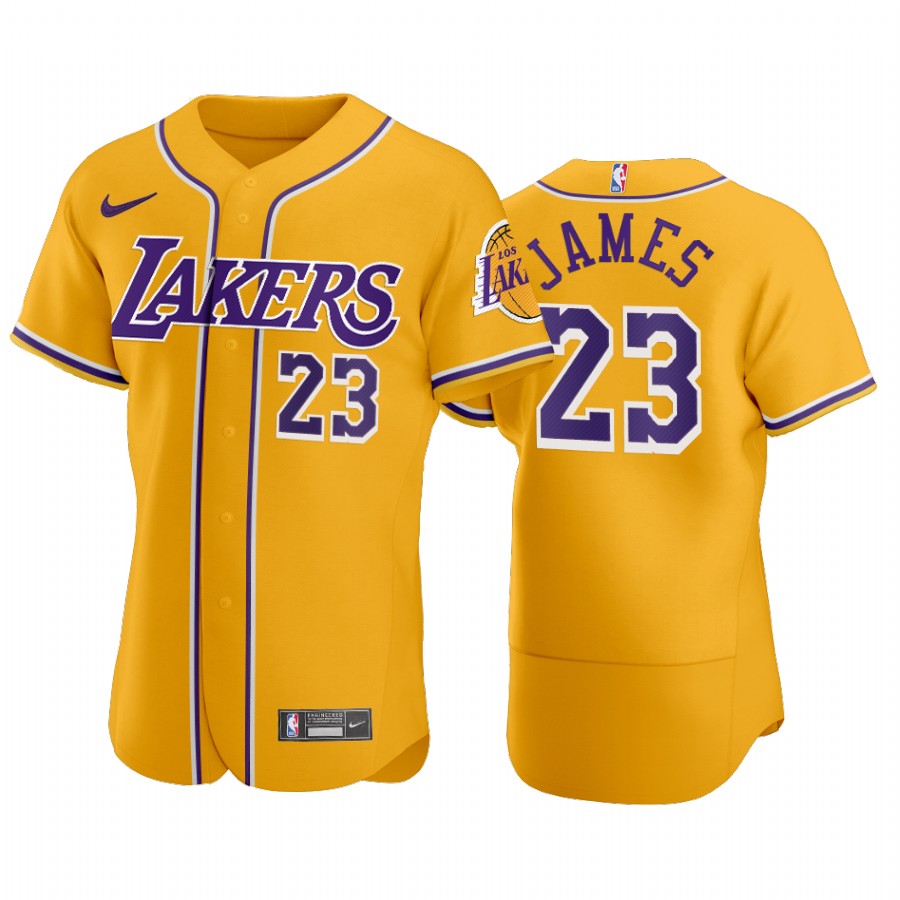LA Lakers LeBron James NBA X MLB Crossover Edition Baseball Jersey Shirts