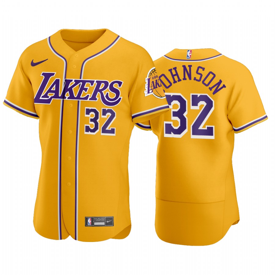 LA Lakers Magic Johnson NBA X MLB Crossover Edition Baseball Jersey Shirts