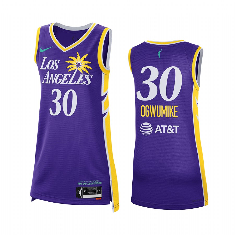 LA Sparks Nneka Ogwumike 2021 Explorer Edition #30 Jersey Women Purple WNBA 25th