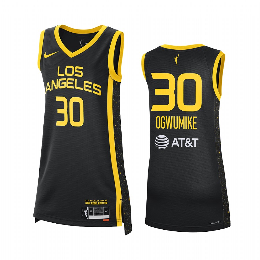 LA Sparks Nneka Ogwumike 2021 Rebel Edition #30 Jersey Women Black WNBA 25th