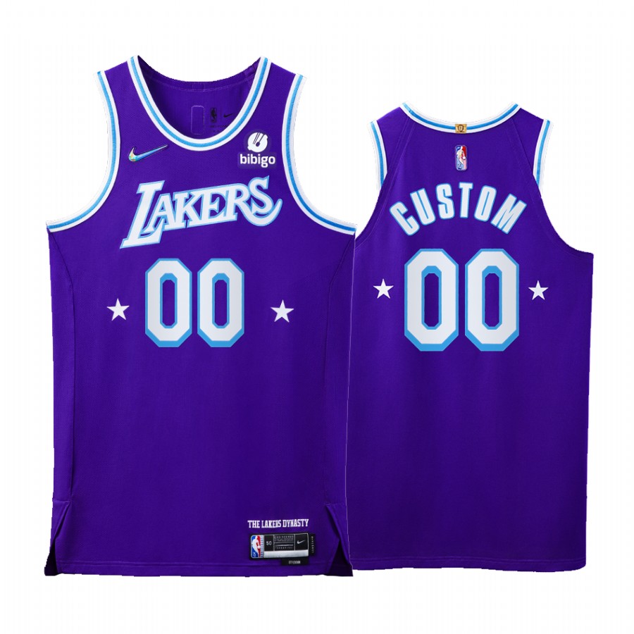 Lakers #00 Custom Purple Jersey NBA 75th City Edition 2021-22