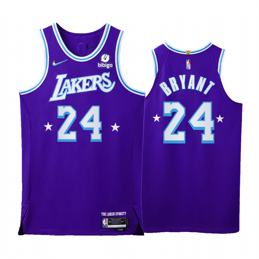 Lakers #24 Kobe Bryant Purple Jersey NBA 75th City Edition 2021-22