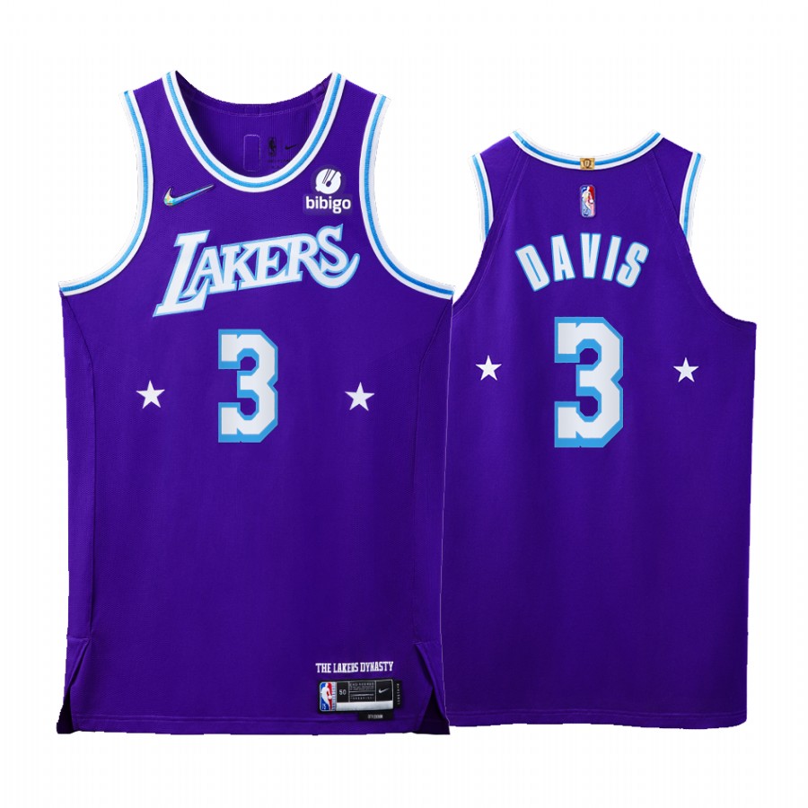 Lakers #3 Anthony Davis Purple Jersey NBA 75th City Edition 2021-22