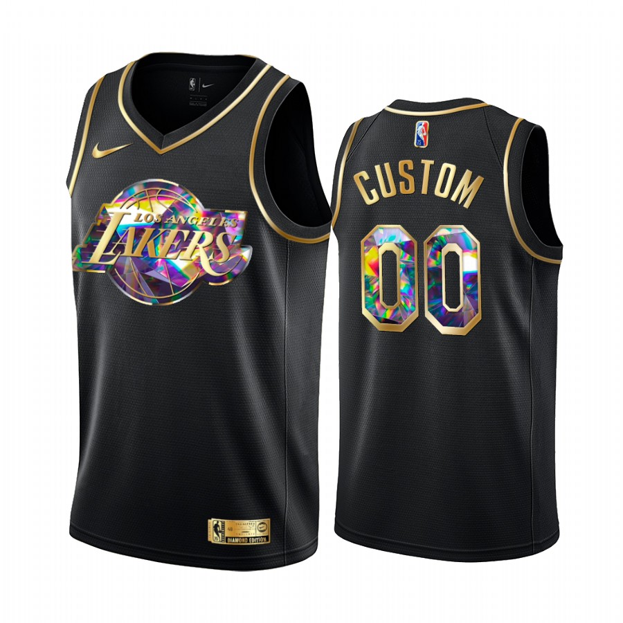 Lakers Custom Diamond Logo Black 2021-22 Jersey NBA 75th Season