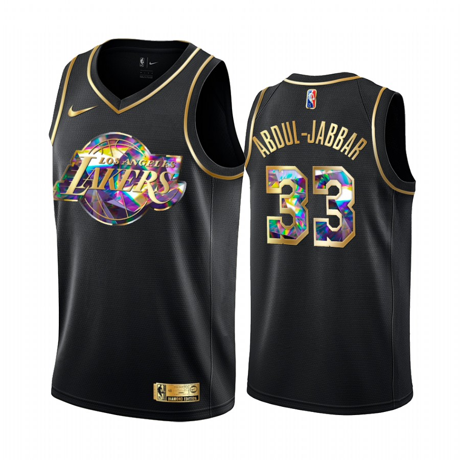 Lakers Kareem Abdul-Jabbar NBA 75th Anniversary Team Jersey Black Diamond Edition