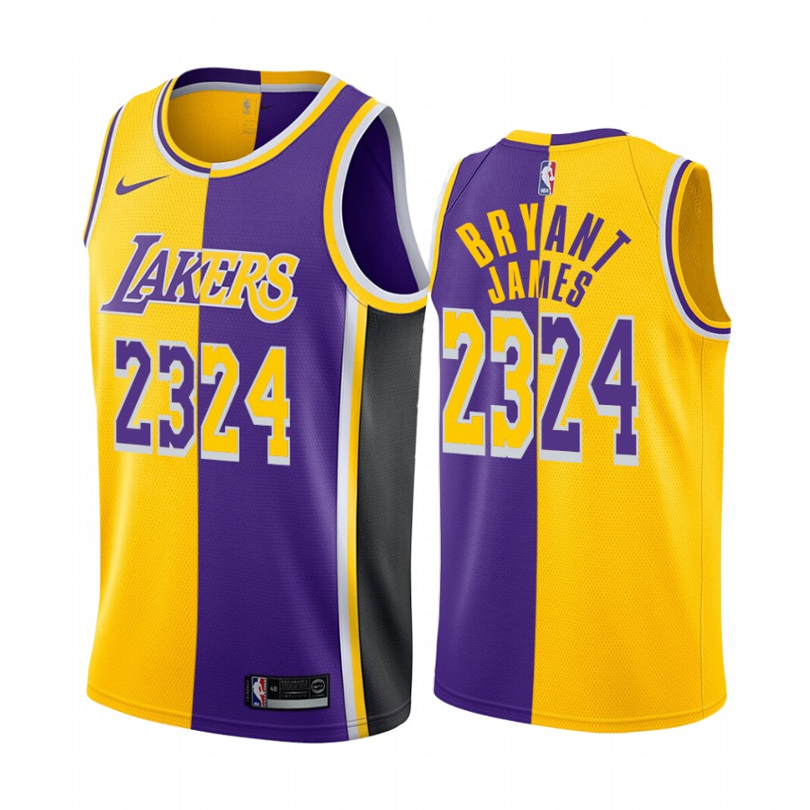 Lakers Kobe Bryant #24 Mamba LeBron James #23 Split Special Jersey