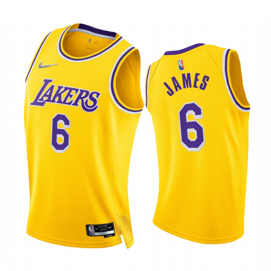 Lakers LeBron James 75th Diamond Anniversary Gold #6 Jersey 2021-22