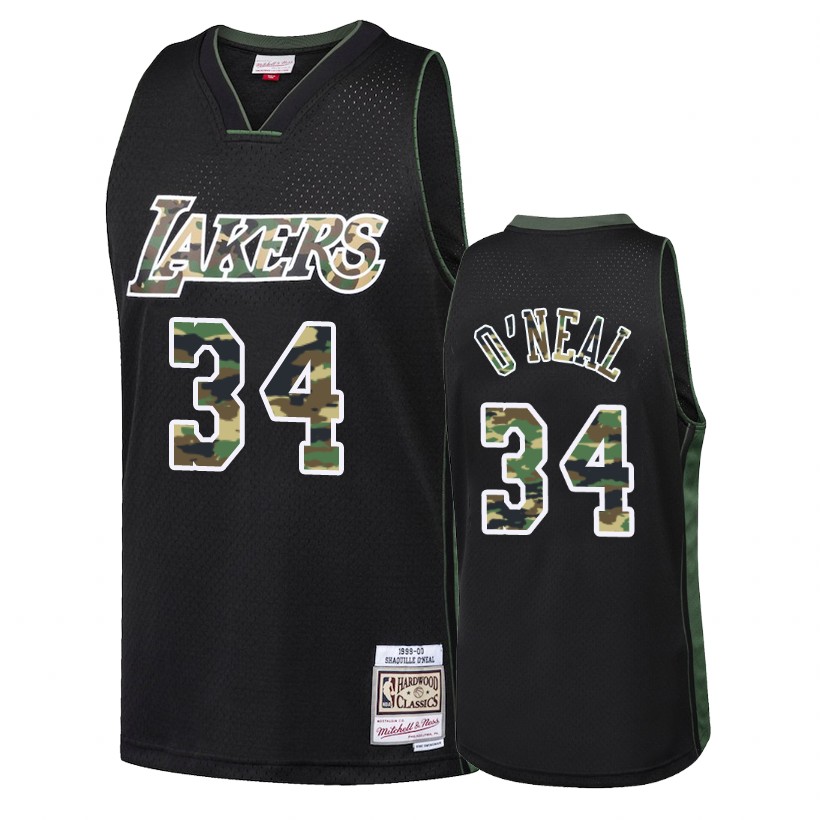 Lakers Male Shaquille O'Neal #34 Straight Fire Camo Black Jersey
