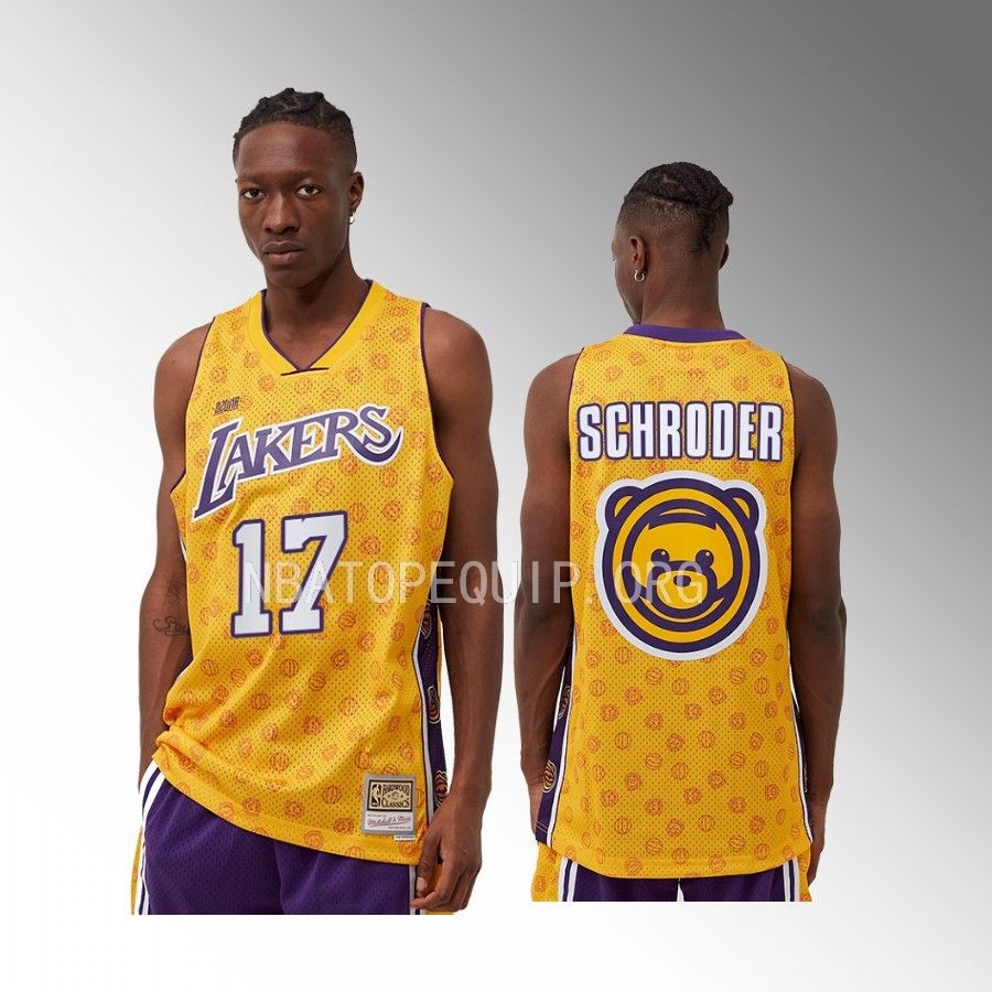 Lakers OZUNA X MN Dennis Schroder Yellow Jersey #17 Swingman