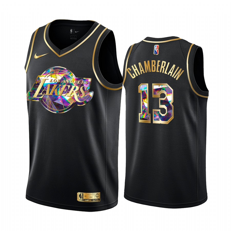 Lakers Wilt Chamberlain NBA 75th Anniversary Team Jersey Black Diamond Edition