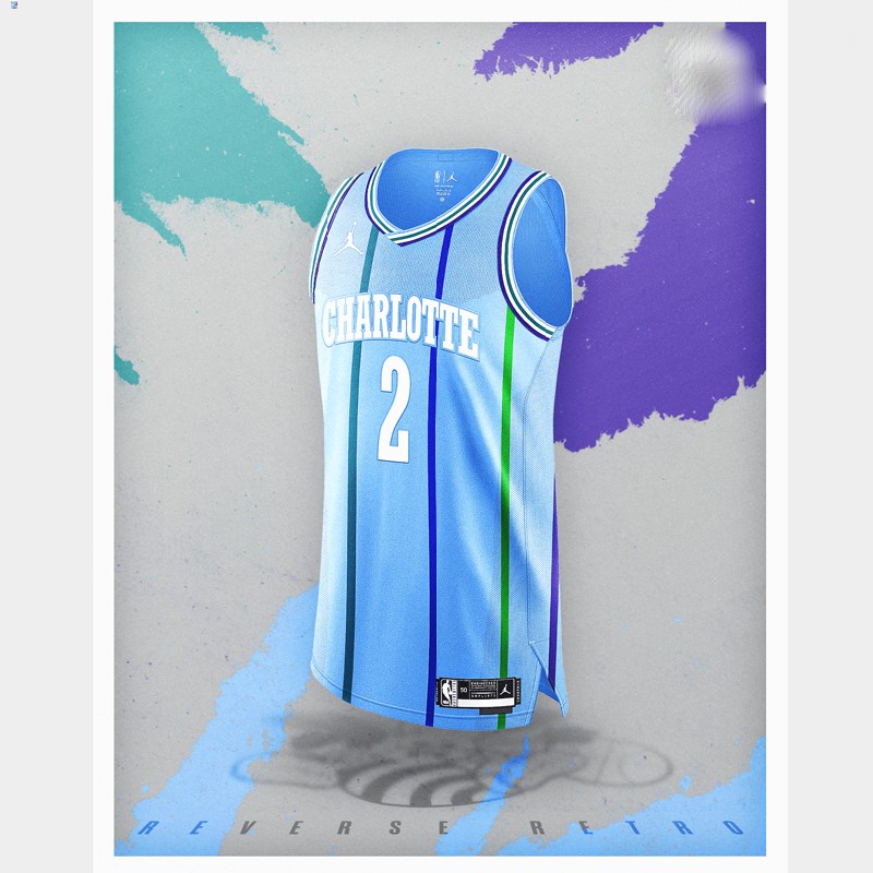 LaMelo Ball Charlotte Hornets Blue #2 Jersey NBA Reverse Retro
