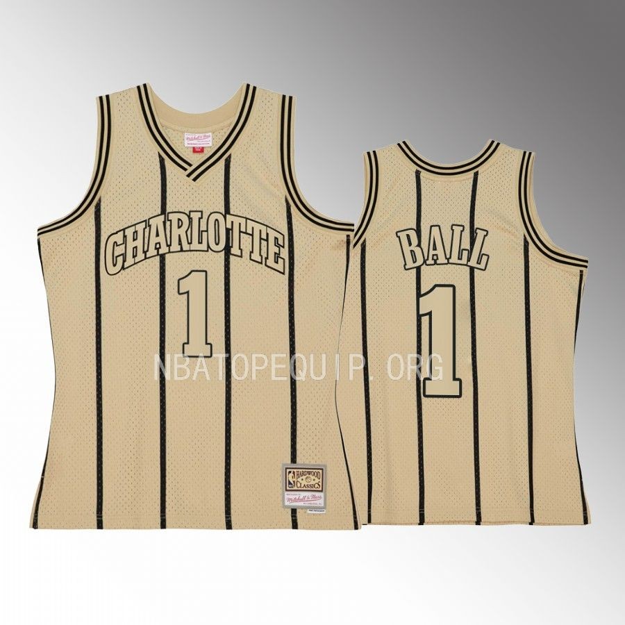 LaMelo Ball Charlotte Hornets Khaki Black Hardwood Classics Swingman #1 Jersey