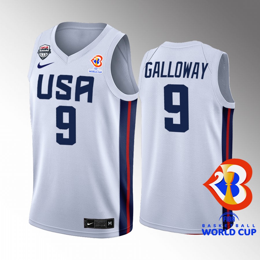 Langston Galloway #9 USA Team 2023 FIBA  World Cup White Jersey Home