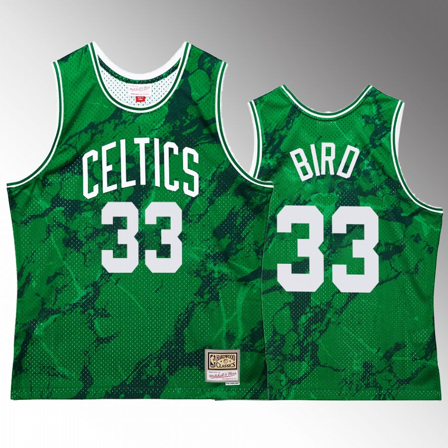 Larry Bird #33 Boston Celtics Marble Swingman Green Hardwood Classics Jersey