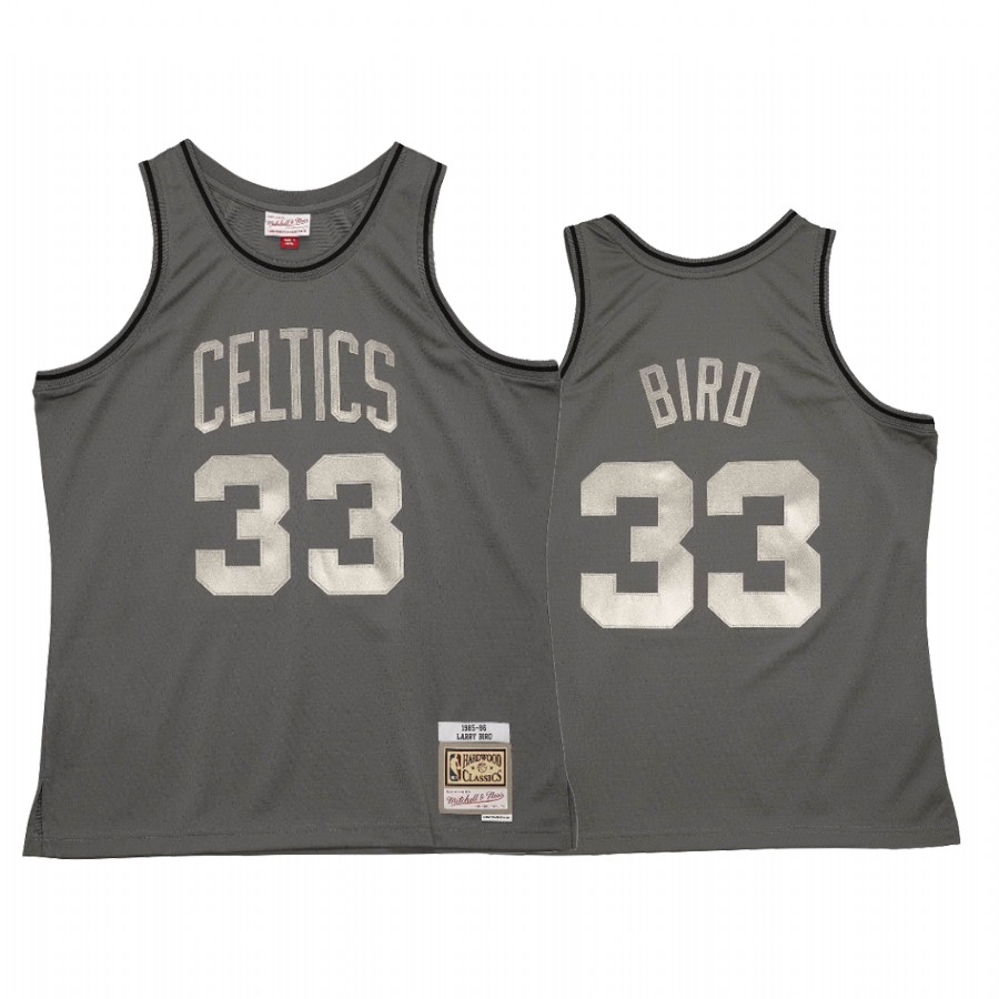 Larry Bird #33 Boston Celtics Metal Works Jersey Charcoal
